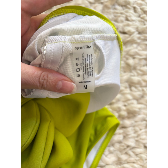 Women's Sporlike Lime Green One-Shoulder Floral One Piece Swimsuit M - Picture 3 of 10